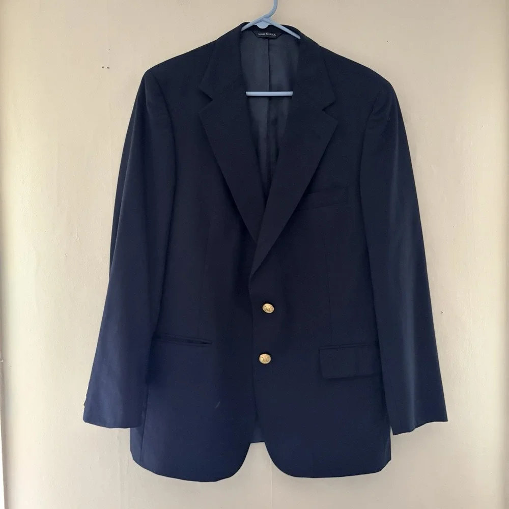 VTG Polo University Club Ralph Lauren Blazer Size 42R Navy Blue 100% Wool Ivy